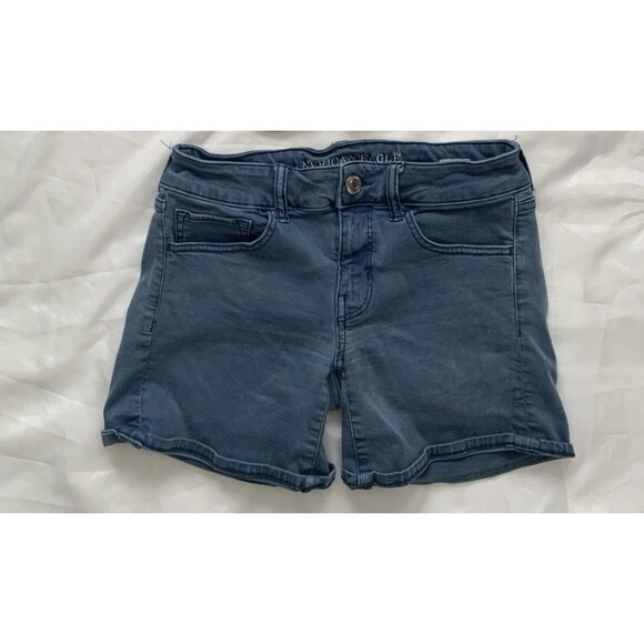American Eagle Outfitters Super Stretch MIDI Shorts Blue Women’s Size 4 - Picture 1 of 7